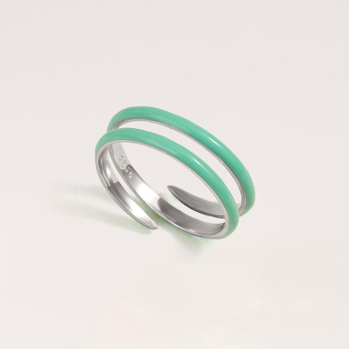 Apple Green Enamel Open Claw Ring