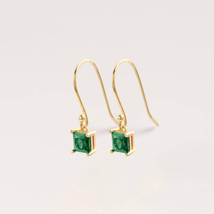 Emerald Green 3A CZ Ear Wire Earrings & Dangle and Drop