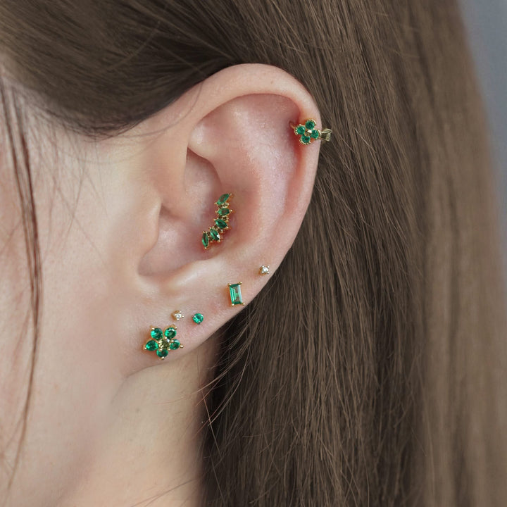 CZ Emerald Green Stud Earrings