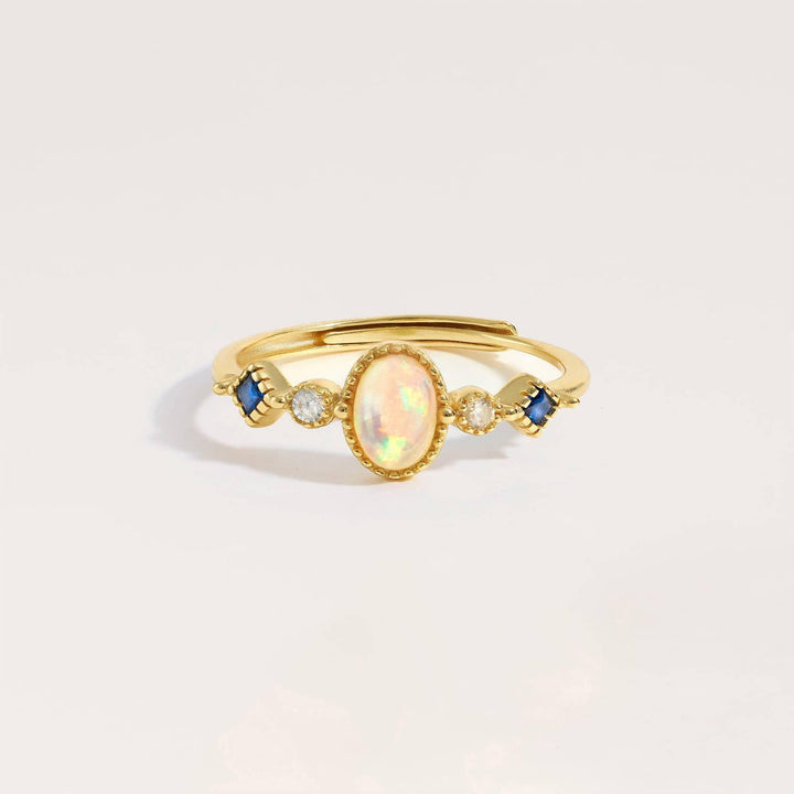 Gold Natural White Opal Engagement Ring