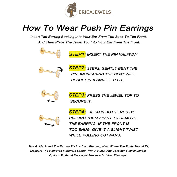 how to wear push pin earrings