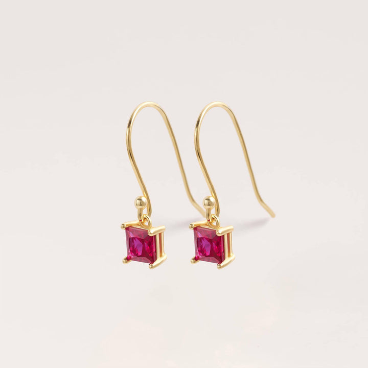Ruby Red 3A CZ Ear Wire Earrings & Dangle and Drop