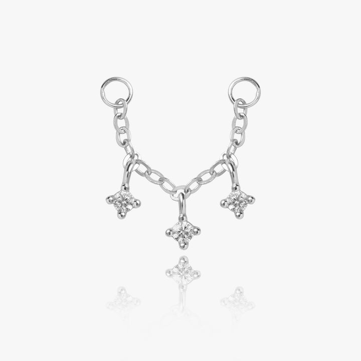 Crystal Drops Chain Charm Silver