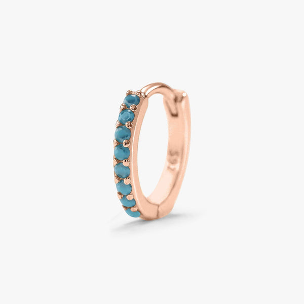 Turquoise Pave Small Hoop Earrings