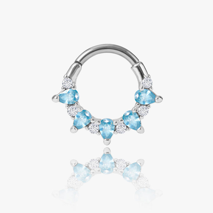 aquamarine silver hoop​

