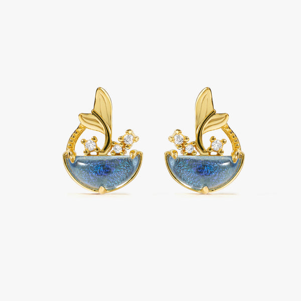 Aurora Blue Starry Mermaid Stud Earrings