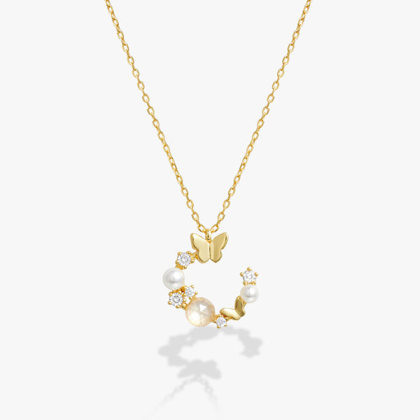 Aurora Glass Gold Butterfly Necklace | Christmas Gift