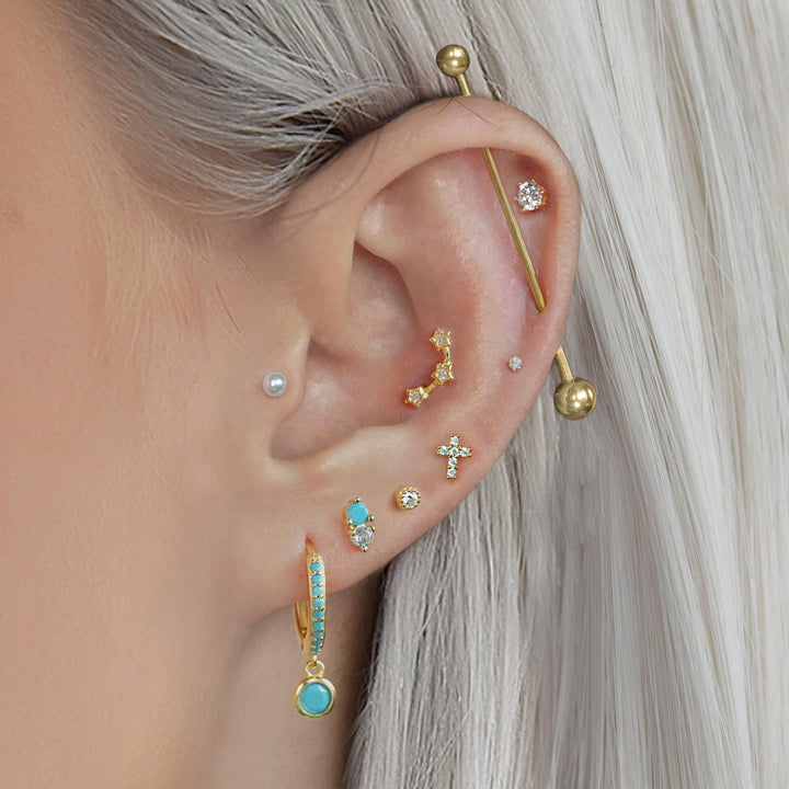 Double Gemstone Cartilage Earrings - EricaJewels