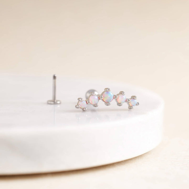 Pink Opal 5 Stone Cartilage Piercing Earrings | Buy Opal Cartilage Earrings - EricaJewels
