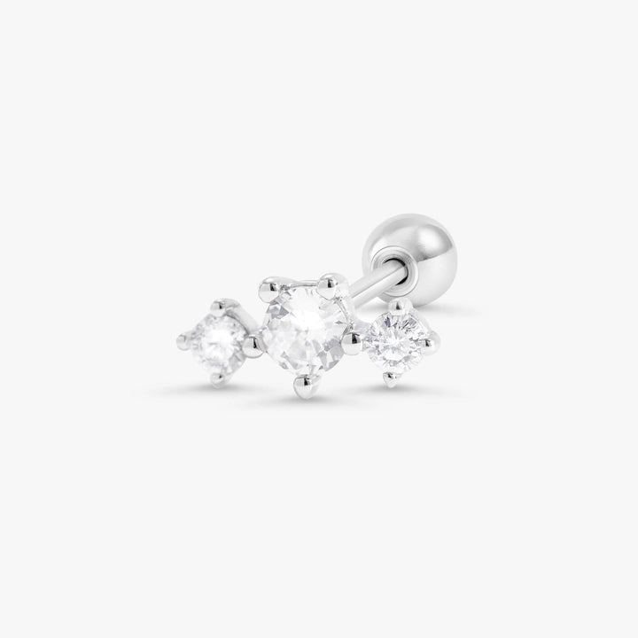 Clear Stone Trinity Helix Piercing Stud Earrings - EricaJewels