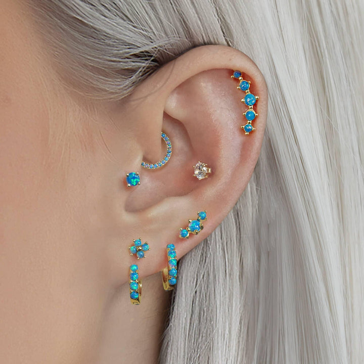 Curved Blue Opal Cartilage Piercing Earring-EricaJewels