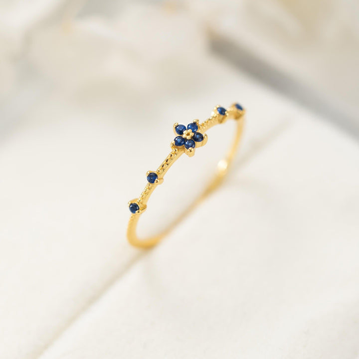 Dainty Blue Sapphire Gold Ring