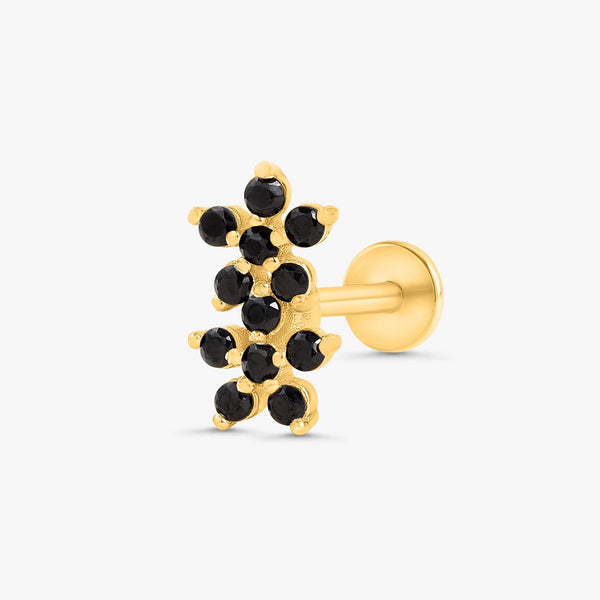 Color_Gold,Bar Type & Materials_Labret (Titanium);Flat Back Stud Earrings | Black Spinel Stud Earrings - EricaJewels