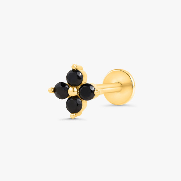 Color_Gold,Bar Type & Materials_Labret (Titanium);Clover Earrings | Four Leaf Clover Earrings - EricaJewels