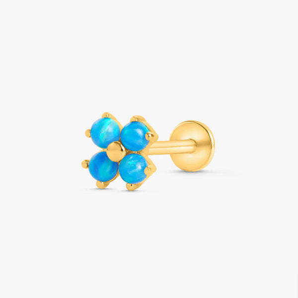 Color_Gold,Bar Type & Materials_Labret (Titanium);Blue Opal Earrings - EricaJewels