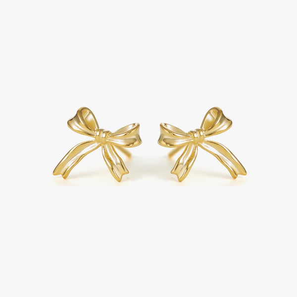 Plain Bow Lobe Stud Earrings