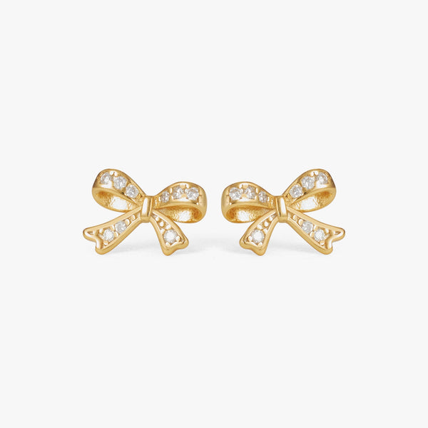 Crystal Bow Stud Earrings | Sterling Silver