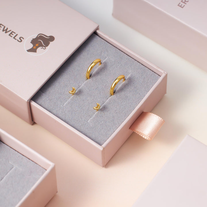 Tiny Gold Hoop And Studs Earrings Set-EricaJewels