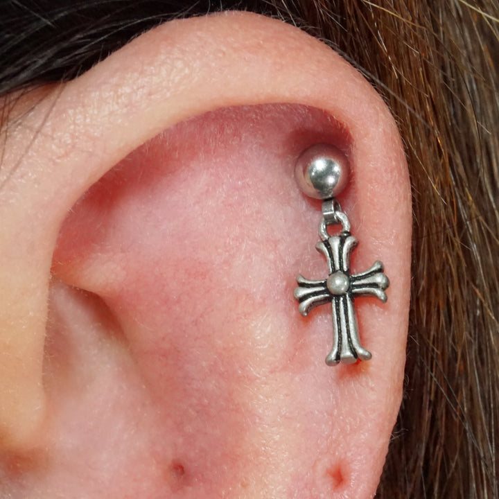 Dangle Cross Halloween Barbell Piercing Earring