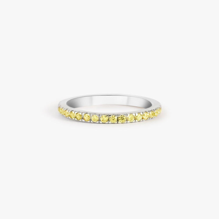 Citrine Yellow 3A CZ Pave Eternity Band