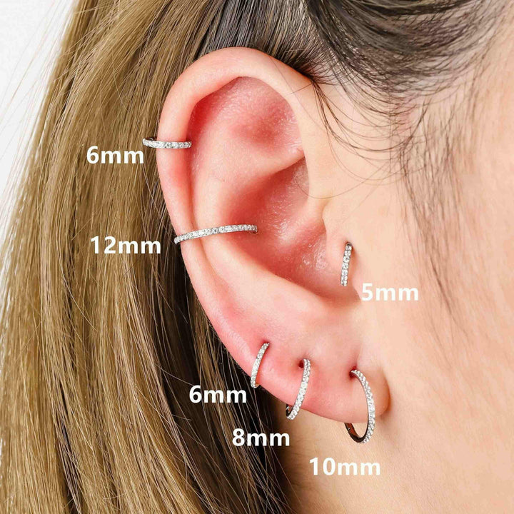 White CZ Cartilage Hoop Earrings/Seamless Clicker - EricaJewels
