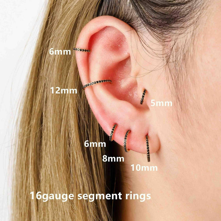Black CZ Cartilage Hoop Earrings - EricaJewels