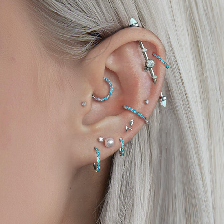 Blue Opal Cartilage Hoop Earrings - Erica Jewels