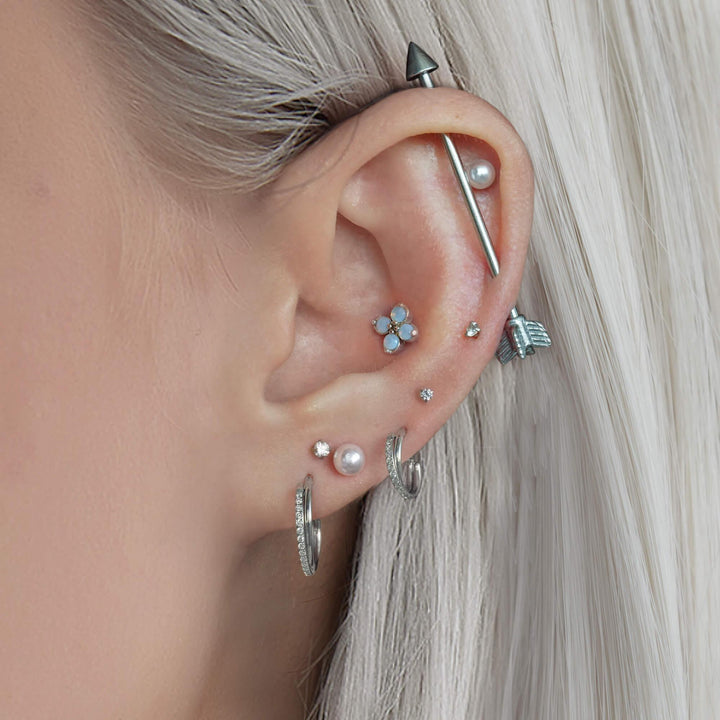 16G Double Layer Cross Cartilage Hoop Earrings - Erica jewels