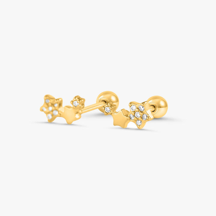 Cluster Gold Star Cartilage Earrings-Right Ear | Erica Jewels