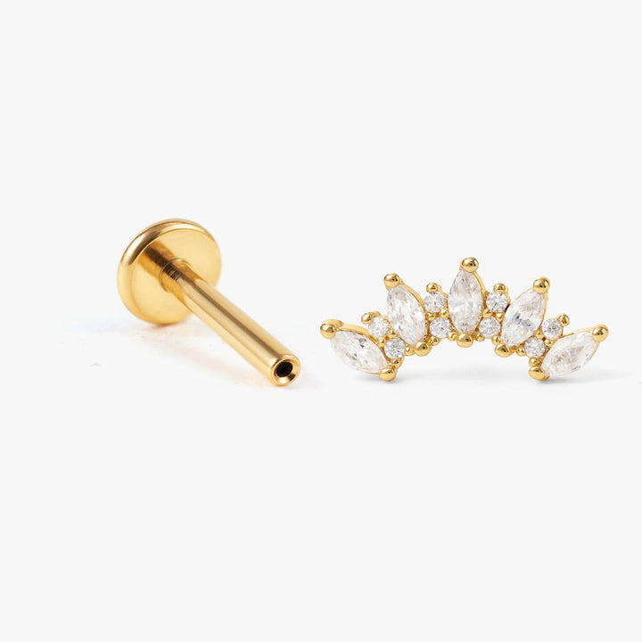 crown gold flat back Stud earrings