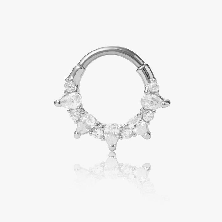 White CZ 16g septum hoop silver