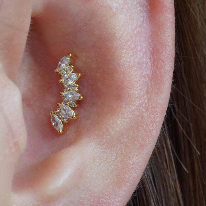 crown gold flat back conch earrings