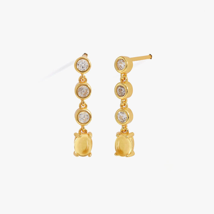Crystal 3A CZ and Citrine Yelllow Dangle Earrings