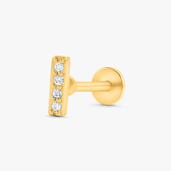 Color_Gold,Bar Type & Materials_Labret (Titanium);Flat Back Stud Earrings - EricaJewels