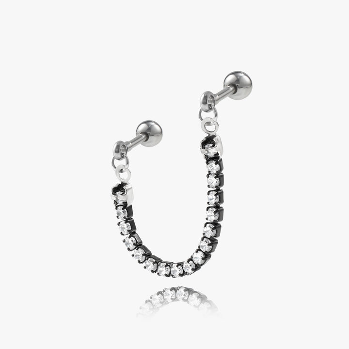 Crystal 3A CZ Connected Double Piercing Earring