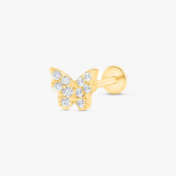 Crystal 3A CZ Insect Butterfly Flat Back Piercing Earring