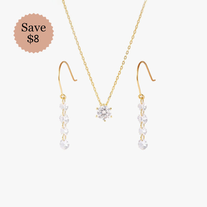 Crystal 3A CZ Necklace And Dangle Earring Set