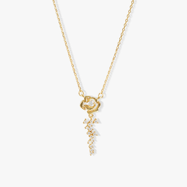 Crystal 3A CZ Rose Flower Nebula Necklace | Gift Ides