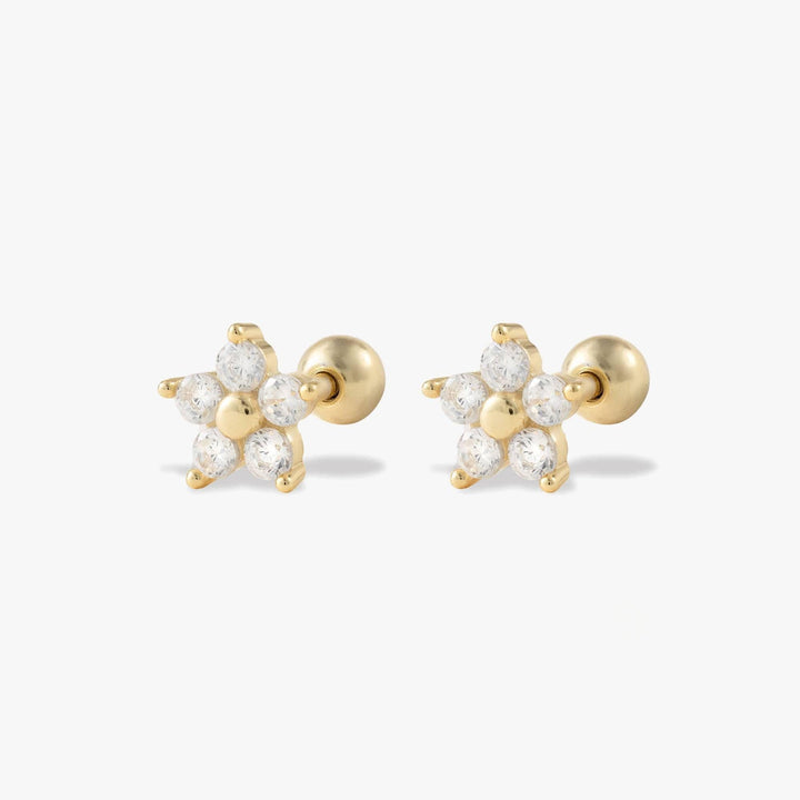 Crystal 3A CZ Star Screw Back Earrings