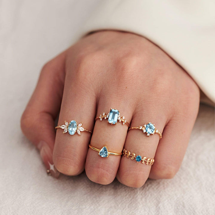 Diamond Stacking Rings | Aquamarine Stacking Ring