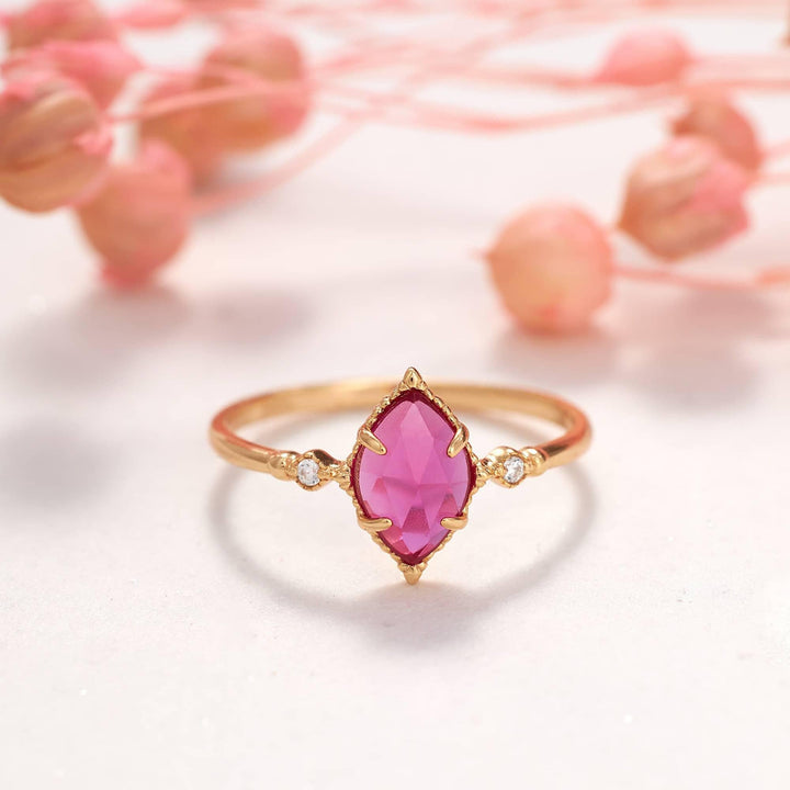 Natural Red Ruby Marquise Rings Women