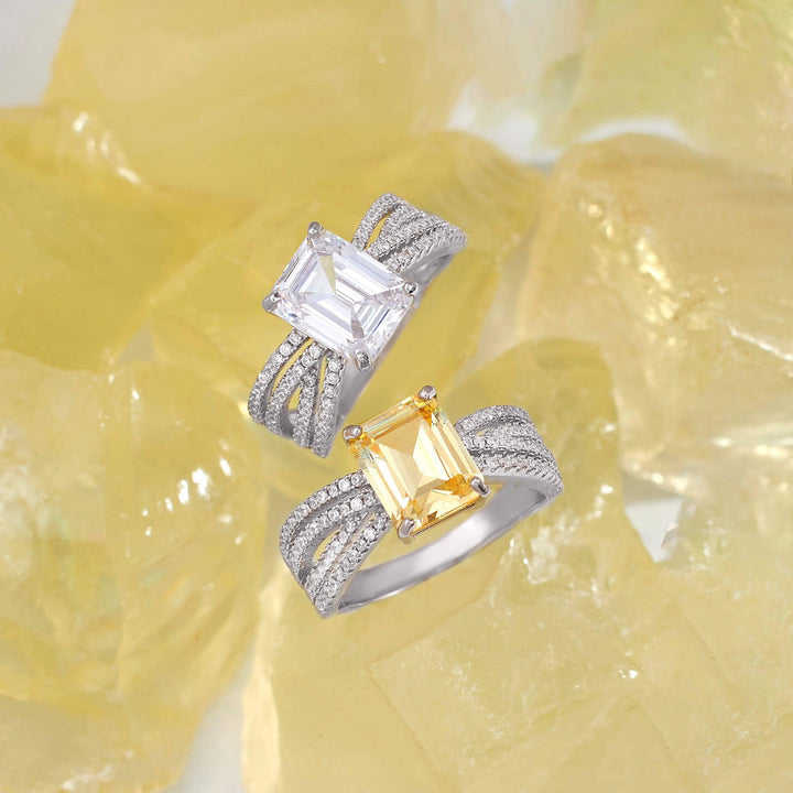 Natural Yellow Citrine Gemstone Engagement Ring