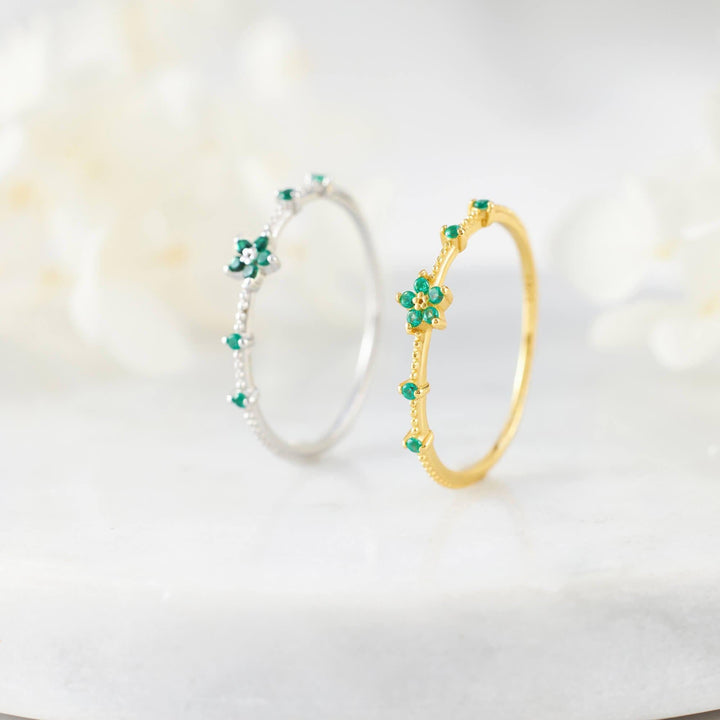 Emerald Green Ring Gold | Dainty Emerald Ring