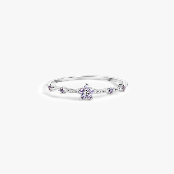 Dainty Alexandrite Flower Ring For Women-EricaJewels