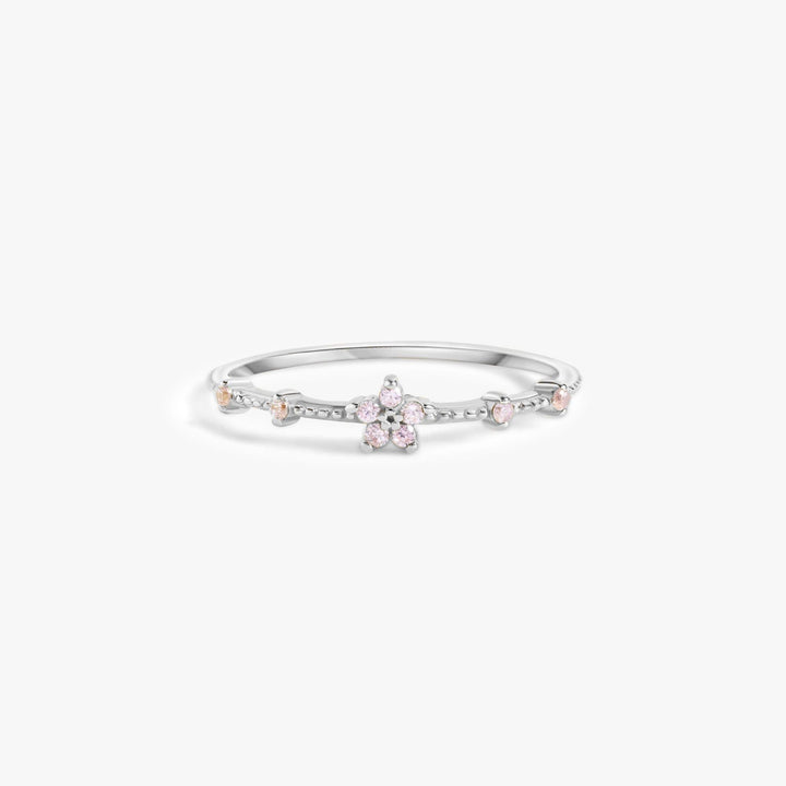 Dainty Pink 3A CZ Flower Gold Engagement Ring-EricaJewels
