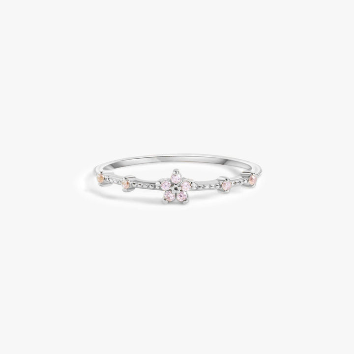 Dainty Pink 3A CZ Flower Gold Engagement Ring-EricaJewels
