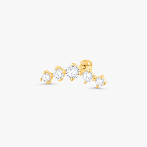 Curved White CZ Cartilage Piercing Earrings | EricaJewels