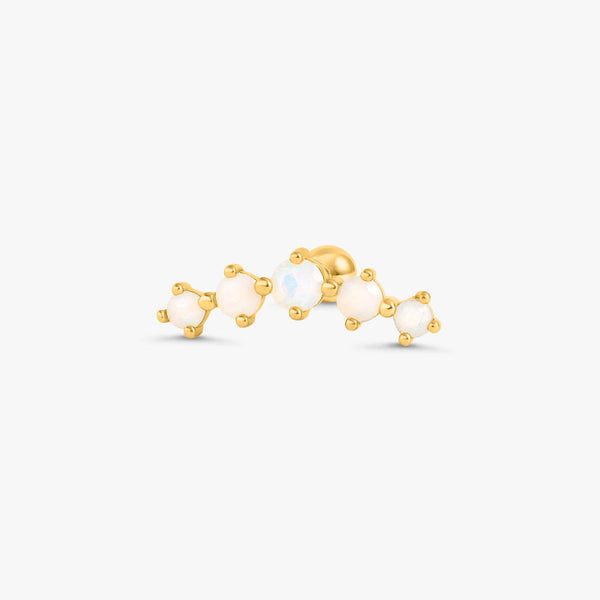 Helix Piercing Earrings | Curved White Moonstone Earrings - EricaJewels