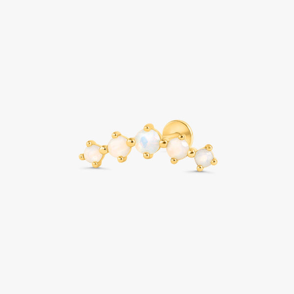 Color_Gold,Bar Type & Materials_Labret (Titanium);Moonstone Helix Earrings | Moonstone Flat Back Earrings - EricaJewels