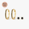 Modern Black Hoop Studs Earrings Set for Women